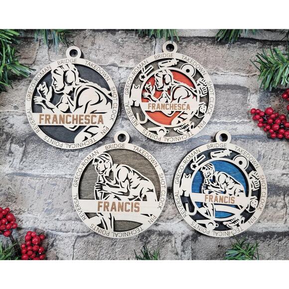 Personalized WRESTLING WRESTLER Ornament Male or Female Custom Name Gift - Picture 1 of 2